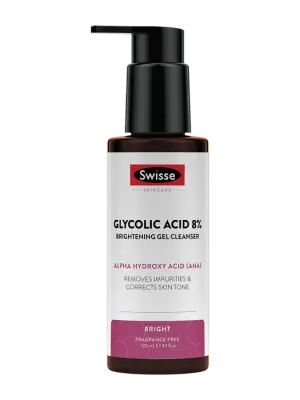 Swisse Skincare Glycolic Acid 8% Brightening Gel Cleanser – 120 mL
