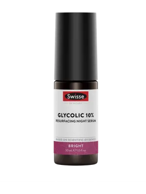 Swisse Skincare Glycolic 10% Resurfacing Night Serum – 30 mL